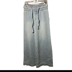 Free People Women's Size 26 Blue Denim High Rise Wide Leg Chambray Pant